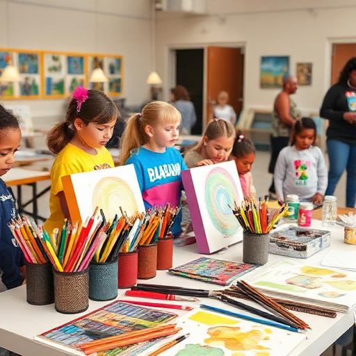 Youth centre art workshop supplies